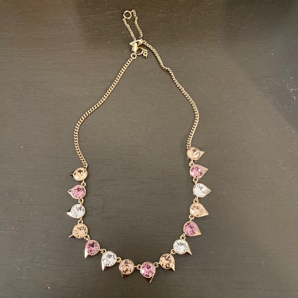 Gold Givenchy Necklace with pink,white, and beige stones